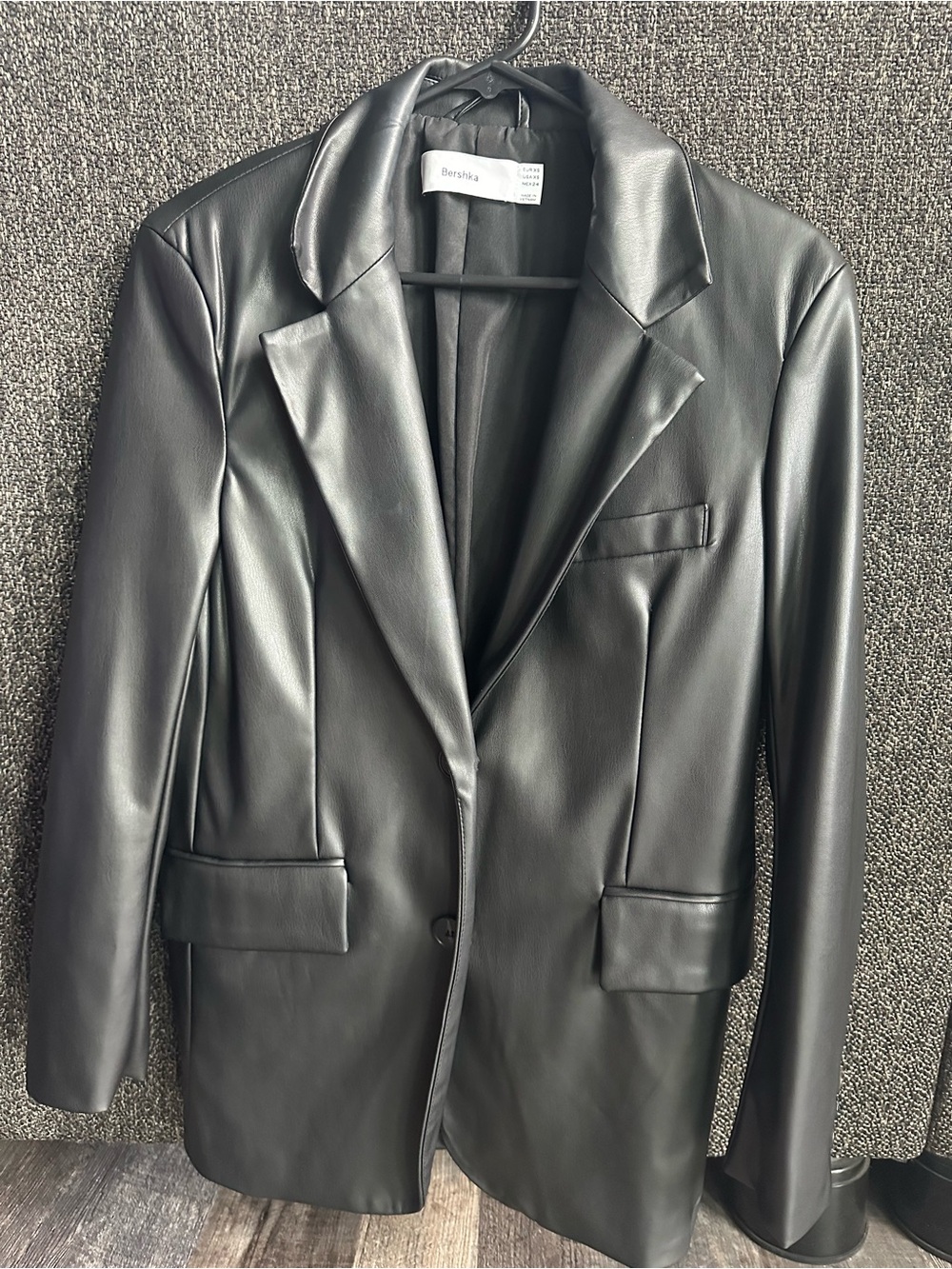 Bershka Black Leather Blazer Jacket